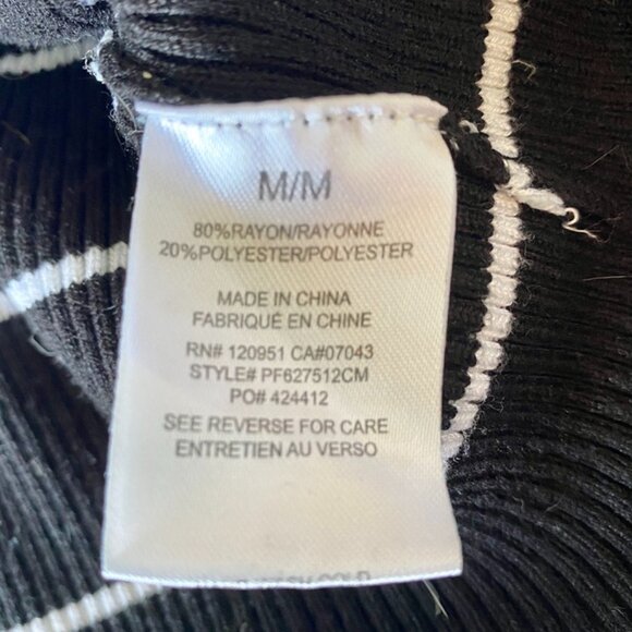 Black w White Stripes Stretchy Mock Turtleneck Sweater - Picture 6 of 6